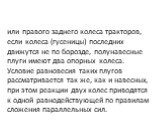 или правого заднего колеса тракторов, если колеса (гусеницы) последних движутся не по борозде, полунавесные плуги имеют два опорных колеса. Условие равновесия таких плугов рассматривается так же, как и навесных, при этом реакции двух колес приводятся к одной равнодействующей по правилам сложения пар