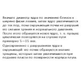 Вначале диаметр ядра по значению близок к ширине фаски лез­вия, затем ядро увеличивается до тех пор, пока окружающая почва не разрушит его силами трения и нормального давления. После этого образуется новое ядро, т. е. процесс циклически повторяется на отрез­ке пути примерно 5—15 мм. Одновременно с р