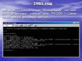 MS-DOS — коммерческая операционная система для персональных компьютеров. MS-DOS — самая известная ОС из семейства DOS. 1981 год