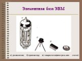Элементная база ЭВМ. а) радиолампа; б) транзистор; в) микросхема(интегральная схема)
