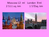 Moscow 12 ml London 9 ml 2 511 sq. km 1 572sq. km
