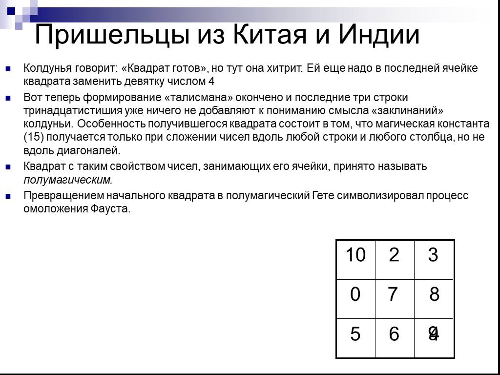 Презентация на тему магические квадраты