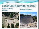 Загальний вигляд театру: Театр Діоніса в Афінах: Театр в Епідаврі: