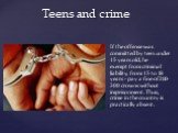 Teens and crime. If the offense was committed by teen under 15 years old, he exempt from criminal liability, from 15 to 18 years - pay a fine of 200-300 crowns without imprisonment. Thus, crime in the country is practically absent.