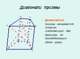 Диагонали призмы. Диагональю призмы называется отрезок, соединяющий две вершины, не принадлежащие одной грани