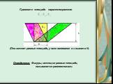 Сравните площади параллелограммов (Они имеют равные площади, у всех основание a и высота h). Определение: Фигуры, имеющие равные площади, называются равновеликими.