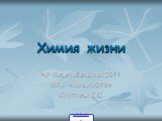 Химия жизни. ЧР Новочебоксарск 2011 МОУ «Лицей№18» Круглова Т.С.