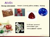 Оксид алюминия Al2O3. Боксит (глина), рубин, сапфир, корунд. Cr2О3 как пигмент используют для типографской краски
