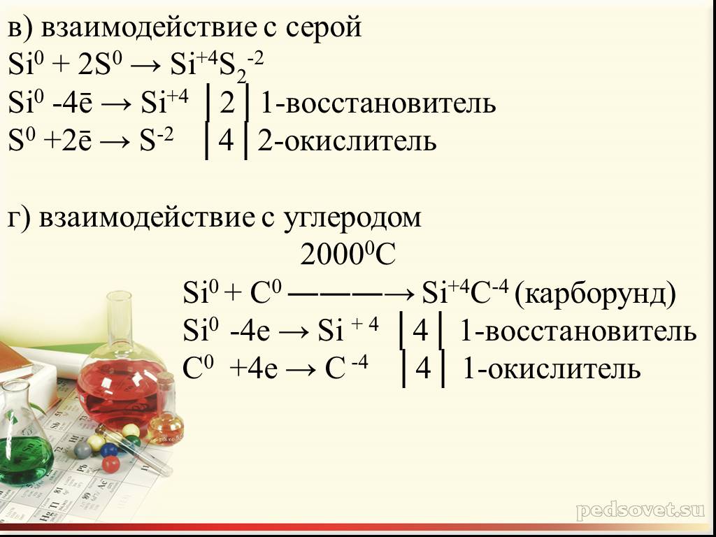 Кремний уравнение реакции