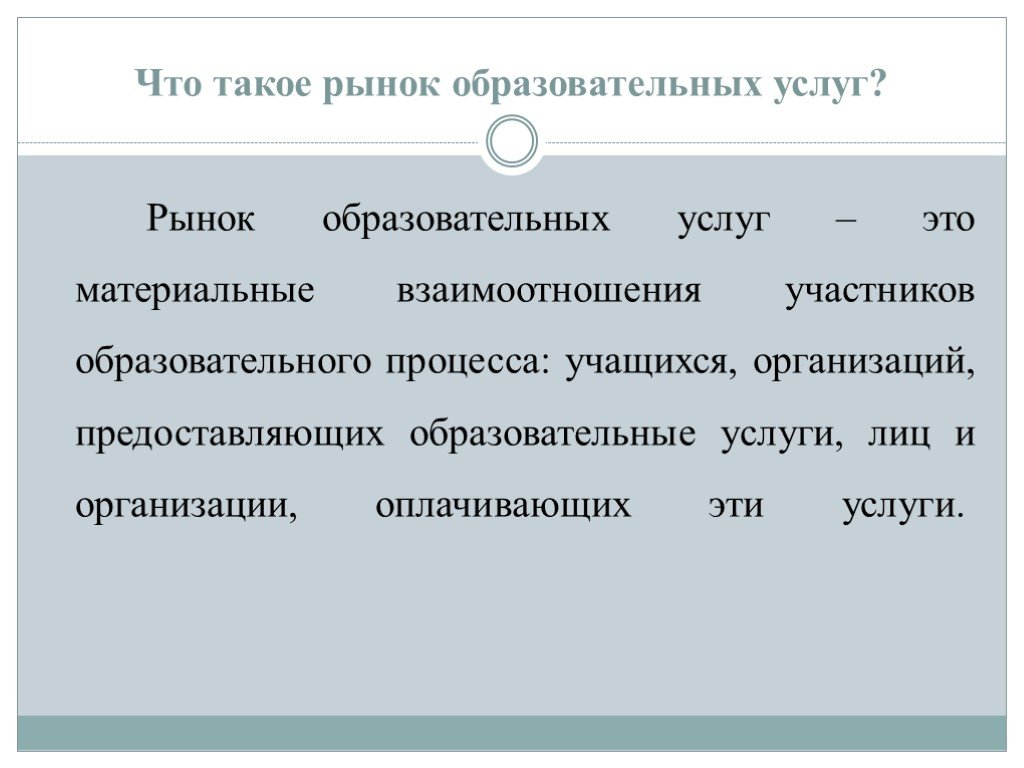 Рынок образовательных услуг презентация