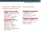 Мониторинг «на конце трубы» – измеряют выбросы и сбросы в окружающую среду и регистрируют происходящие изменения в ближайшем окружении Интегрированный мониторинг – наблюдения проводятся за всем производственным процессом, а также за выбросами и сбросами в окружающую среду и происходящие в окружающей