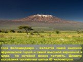 Гора Килиманджаро - является самой высокой африканской горой и самой высокой вершиной в мире, по которой можно погулять. Диаметр основания составляет целых 60 километров.