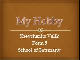 My Hobby. Shevchenko Valik Form 5 School of Batsmany