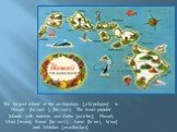 The largest island of the archipelago [ˌɑːkɪ'peləgəu] is Hawaii. [hə'waɪiː ], [hɑː'waɪiː] The most popular islands with tourists are: Oahu [əu'ɑːhuː], Hawaii, Maui ['maʊɪ], Kauai [kɑː'wɑːiː], Lanai [lɑː'nɑːɪˌ lə'naɪ] and Molokai [ˌməʊləʊ'kɑːɪ].
