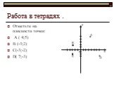 Работа в тетрадях . Отметьте на плоскости точки: А ( 4;5) В (-3;2) С(-3;-2) D( 7;-3). D