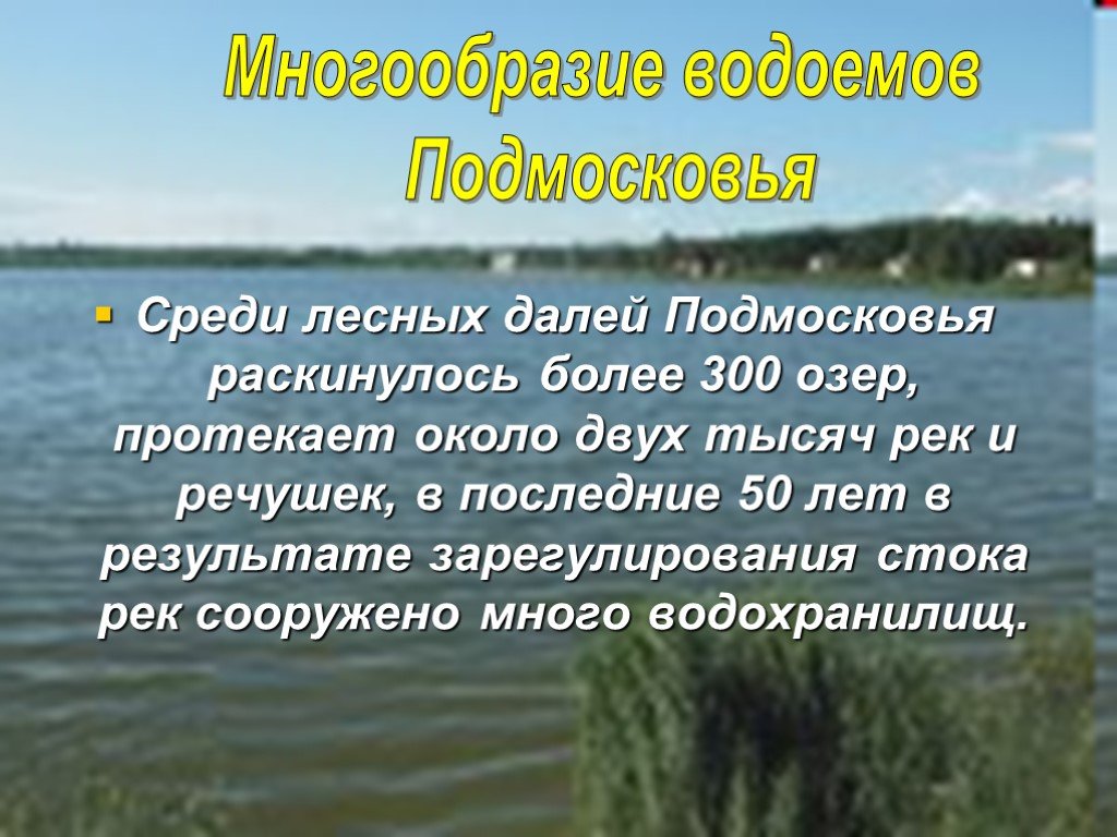 Водные богатства московской области окружающий мир