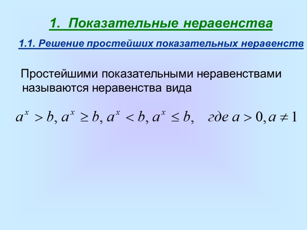 Неравенство степенной функции. Простейшие показательные неравенства. Виды показательных неравенств. Показательные неравенства презентация. Свойства показательных неравенств.