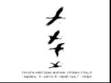 Силуэты некоторых крупных летящих птиц. А - журавль; Б - цапля; В - серый гусь; Г - гагара