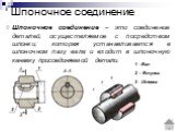 Шпоночное соединение. Шпоночное соединение – это соединение деталей, осуществляемое с посредством шпонки, которая устанавливается в шпоночном пазу вала и входит в шпоночную канавку присоединяемой детали.