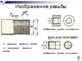 Изображение резьбы. d – наружный диаметр резьбы d1 – внутренний диаметр резьбы. Изображение резьбы в отверстии. Изображение резьбы на стержне