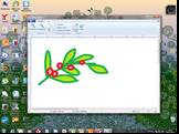 4. С помощью инструментов Кривая и Овал изобразите веточку растения. Для закраски воспользуйтесь инструментом Заливка. 5. Вернитесь к обычному виду рисунка (100%).
