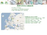 AVA Clinic network. 5 clinics in Europe All methods of infertility treatment More than 3500 cycles annually. Number of cycles in 2007: AVA-PETER St.Petersburg, Russia – 2400 AVA Clinic Tampere, Finland – 700 AVA Clinic Riga, Latvia – 350 AVA Clinic Lisbon, Portugal – 250 AVA Clinic Turku, Finland – 