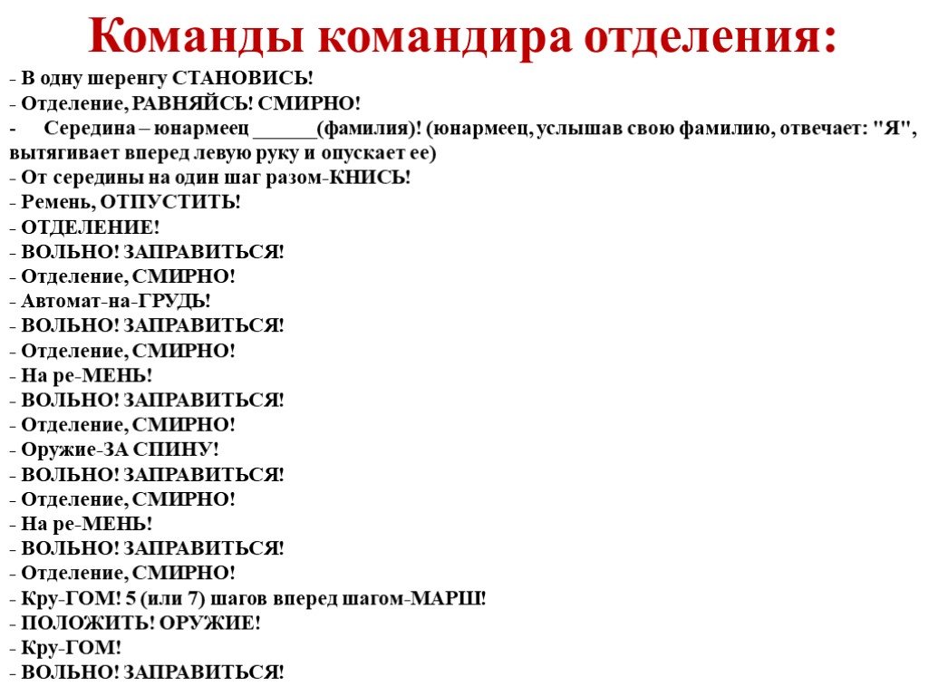 Значение выражения живи смирно 1. Команды для отделения. Команды командира. Команды командиров в армии. Команды для командира класса.