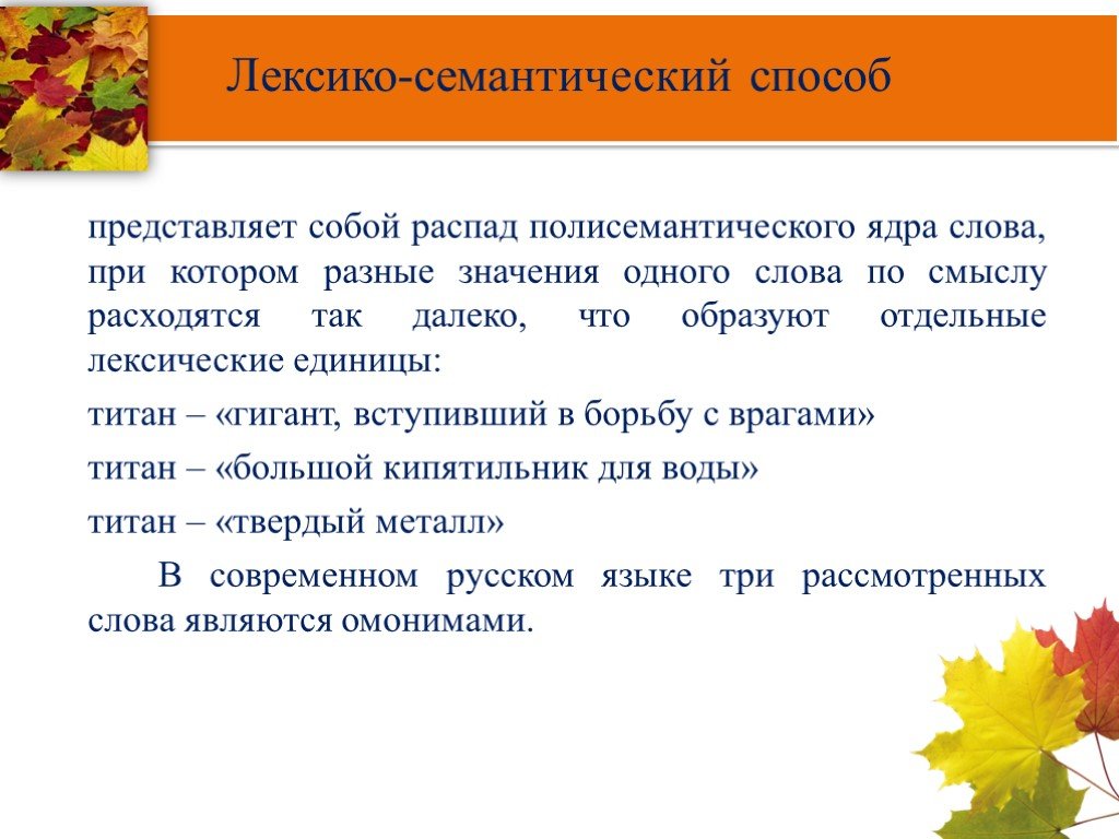 Как называется содержательный план одного из лексико семантических вариантов многозначного слова