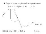 4. Определение глубины h до проводника. lg h ≈ 1.3 lg m + 0.36 (1.2) Рис. 10 0.05 L < h < (0.1 – 0.2) L h ≈ m