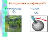 Аллотропные модификации О. кислород О2 озон О3