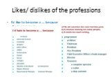 Likes/ dislikes of the professions. I’d like to become a … because