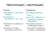 На(сколько) ; на(столько). Слитно 1.Настолько= «до какой степени 2.насколько…, настолько = как…,так *Насколько вы уверены в этом? *Насколько он умен, настолько она глупа. Раздельно На сколько(столько) + чего ? (сущ. в Р.п. обычно со значением единиц измерения) *На сколько (минут ) опаздывает поезд ?