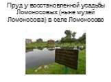 Пруд у восстановленной усадьбы Ломоносовых (ныне музей Ломоносова) в селе Ломоносово