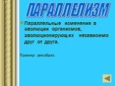 Параллельные изменения в эволюции организмов, эволюционирующих независимо друг от друга. Пример: дикобраз. ПАРАЛЛЕЛИЗМ