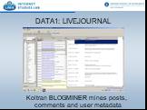DATA1: LIVEJOURNAL. Koltran BLOGMINER mines posts, comments and user metadata