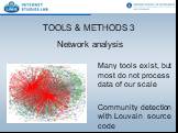 TOOLS & METHODS 3 Network analysis. Many tools exist, but most do not process data of our scale Community detection with Louvain source code