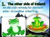 The other side of Ireland 1. An old Irish remedy for stomach ache - to swallow a live frog.