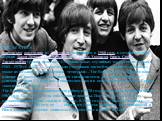 THE BEATLES британская рок-группа из Ливерпуля, основанная в 1960 году, в составе которой играли: Джон Леннон, Пол Маккартни, Джордж Харрисон, Ринго Старр. Дискография группы включает 13 официальных студийных альбомов, изданных в 1963—1970 гг, и 211 песен.; отдельно участников ансамбля называют «бит
