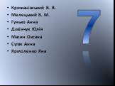 Крижанівський В. В. Мелецький В. М. Гунько Анна Дзвінчук Юлія Масич Оксана Сугак Анна Ярмоленко Яна. 7