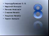 Чорнодубравська О. В. Надточій Вікторія Попова Анастасія Старова Наталія Тищенко Наталія Ткалич Валерія. 8