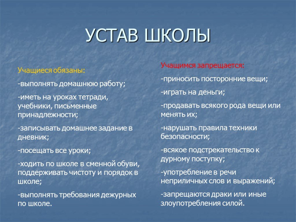 Не обязан выполнять. Устав школы. Правила устава школы. Устав школы внешний вид. Устав школы для учеников.