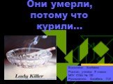Они умерли, потому что курили…. Выполнила: Бокбаева Рысжан, ученица 8 класса МОУ СОШ № 130 Руководитель: Балабина Л.И
