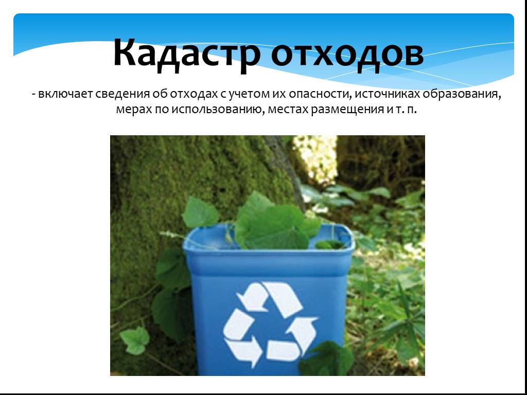 Кадастр отходов. Государственный кадастр отходов. Ведение кадастра отходов. Сведения для ведения регионального кадастра отходов.