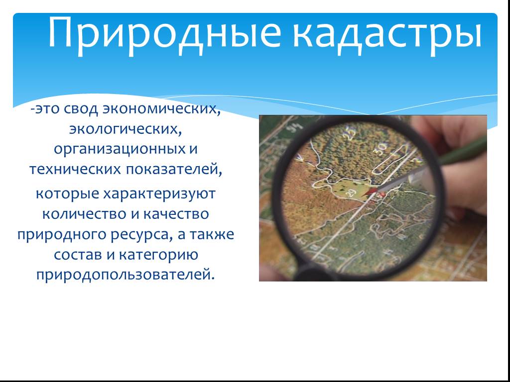 Виды кадастров. Природные кадастры. Кадастры природных ресурсов. Государственные природные кадастры. Кадастровая оценка природных ресурсов.