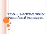 Тема: «Налоговые органы Российской Федерации»