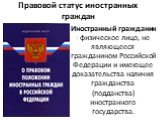 Иностранный гражданин - физическое лицо, не являющееся гражданином Российской Федерации и имеющее доказательства наличия гражданства (подданства) иностранного государства.