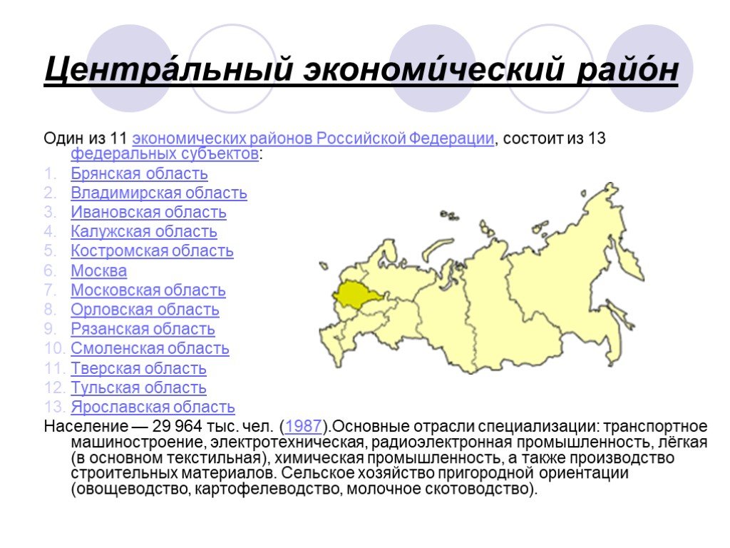 Экономика регионов россии кратко. Центры субъектов центрального экономического района. Субъекты РФ центрального экономического района. Экономические районы России ЦЭР. Центральный экономический район России субъекты Федерации.