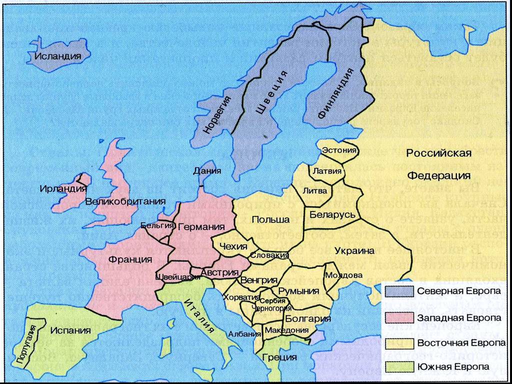 Карта севера европы со странами