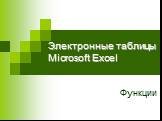 Электронные таблицы Microsoft Excel. Функции