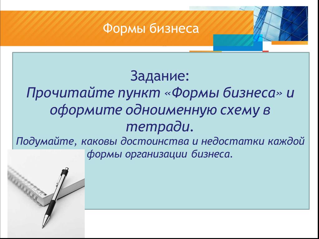 Виды бизнеса формы бизнеса 7 класс презентация